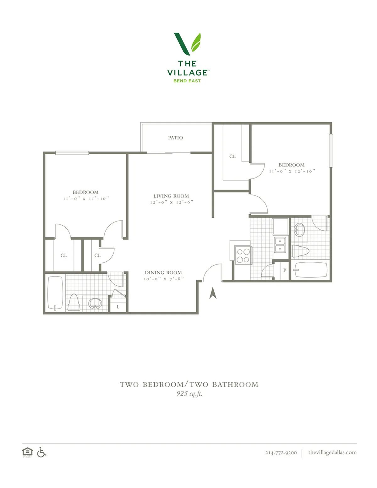 Two Bedroom/Two Bath - 925sf