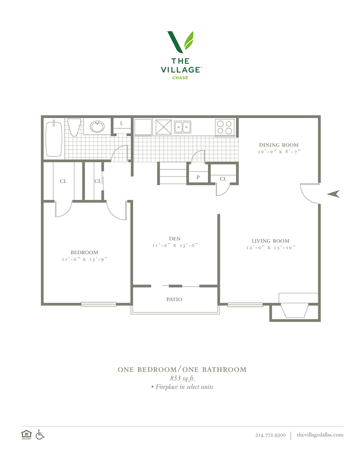 One Bedroom/One Bath - 853sf