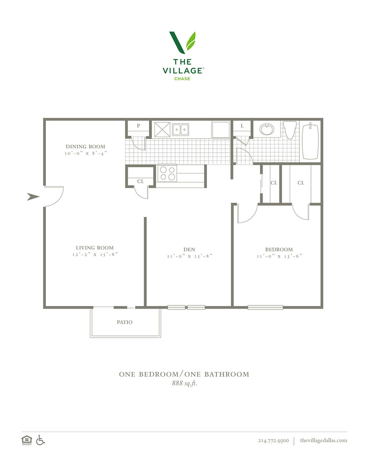 One Bedroom/One Bath - 888sf