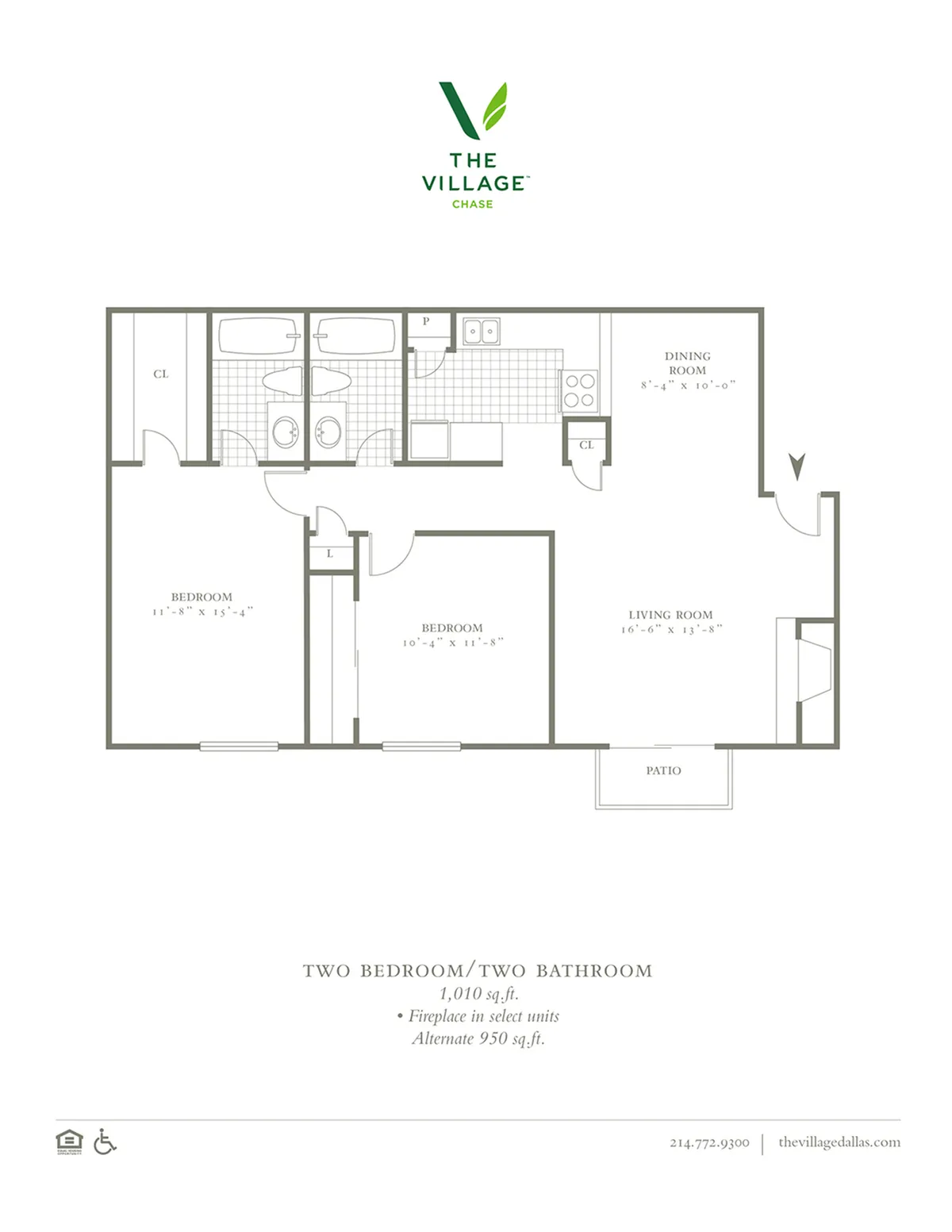 Two Bedroom/Two Bath - 950/1010sf