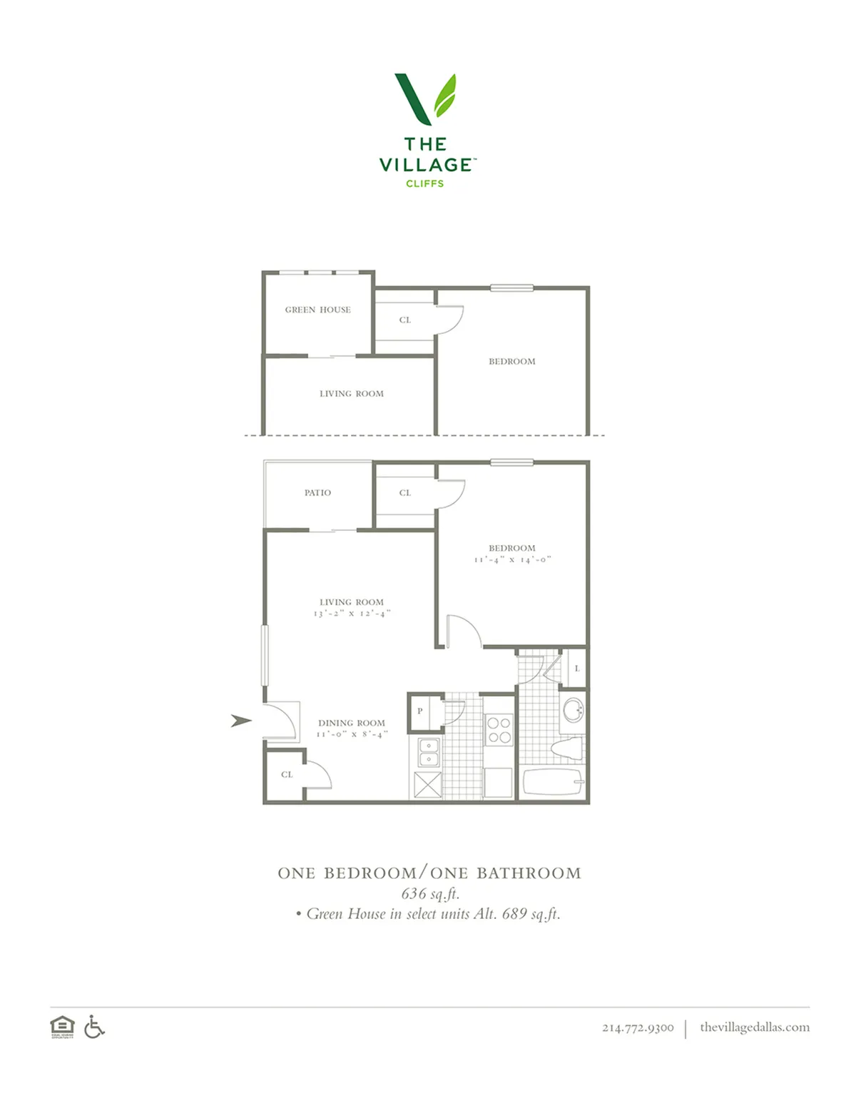 One Bedroom/One Bath - 636sf