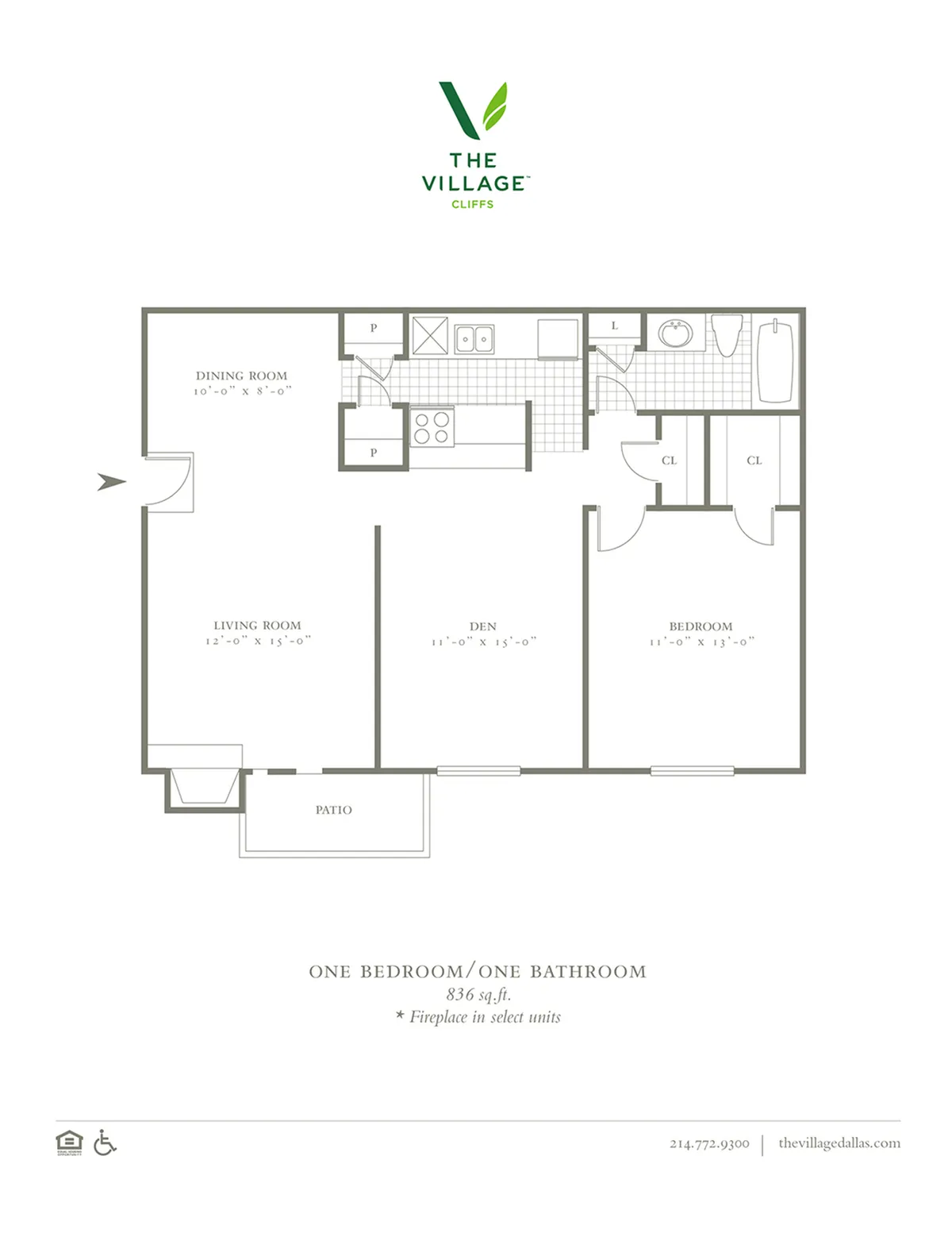 One Bedroom/One Bath - 836sf