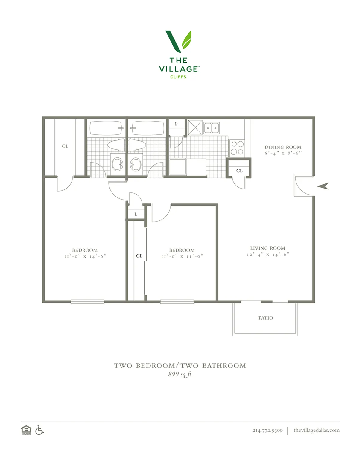 Two Bedroom/Two Bath - 899sf