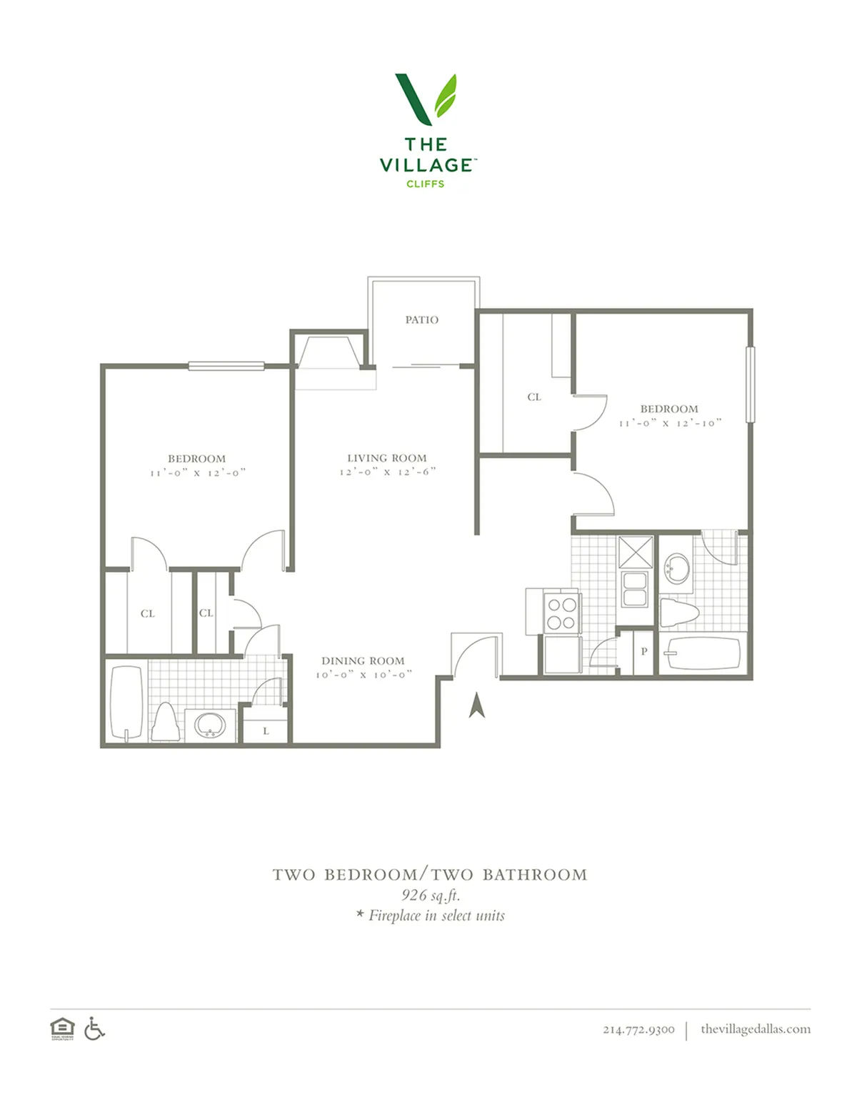Two Bedroom/Two Bath - 926sf