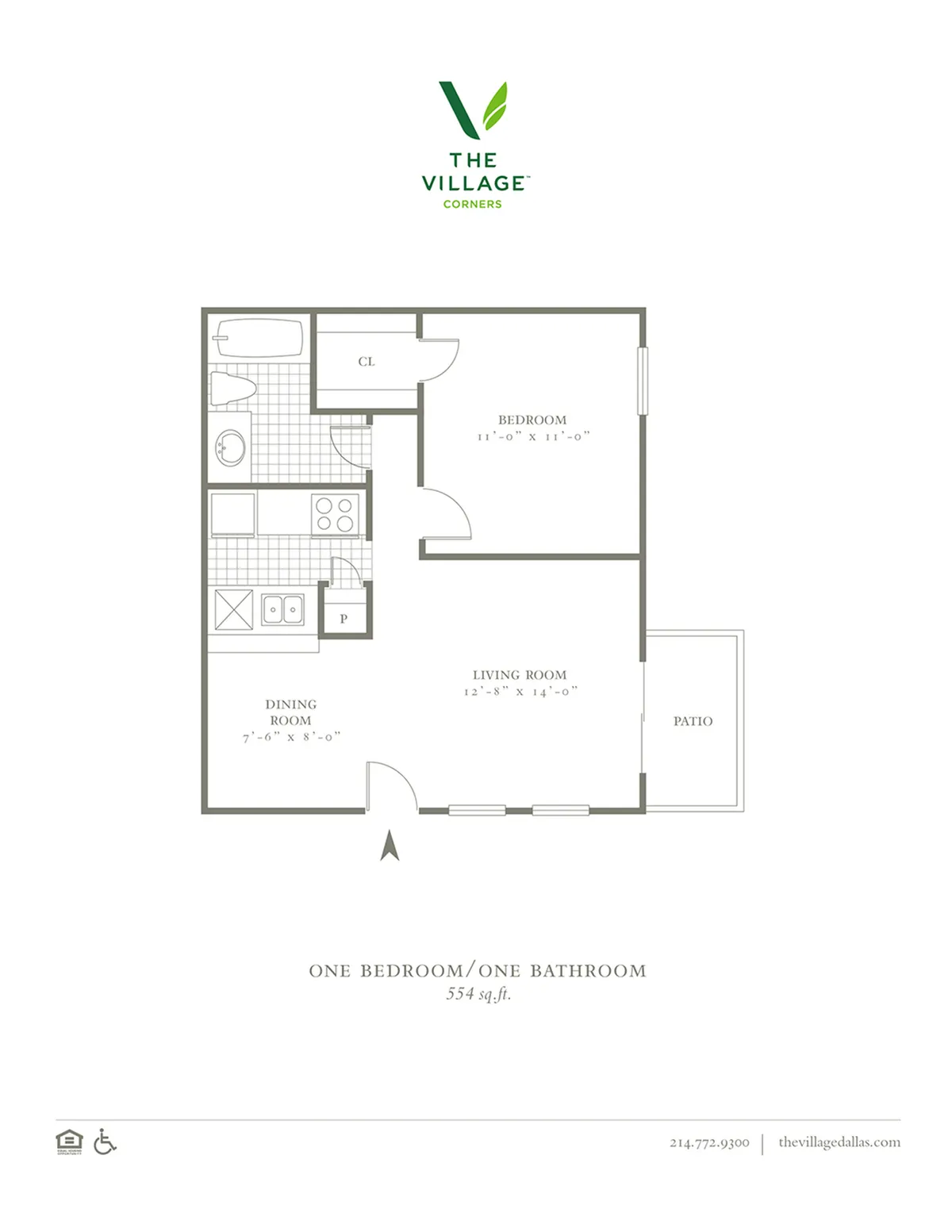 One Bed, One Bath. 554 Sqft.
