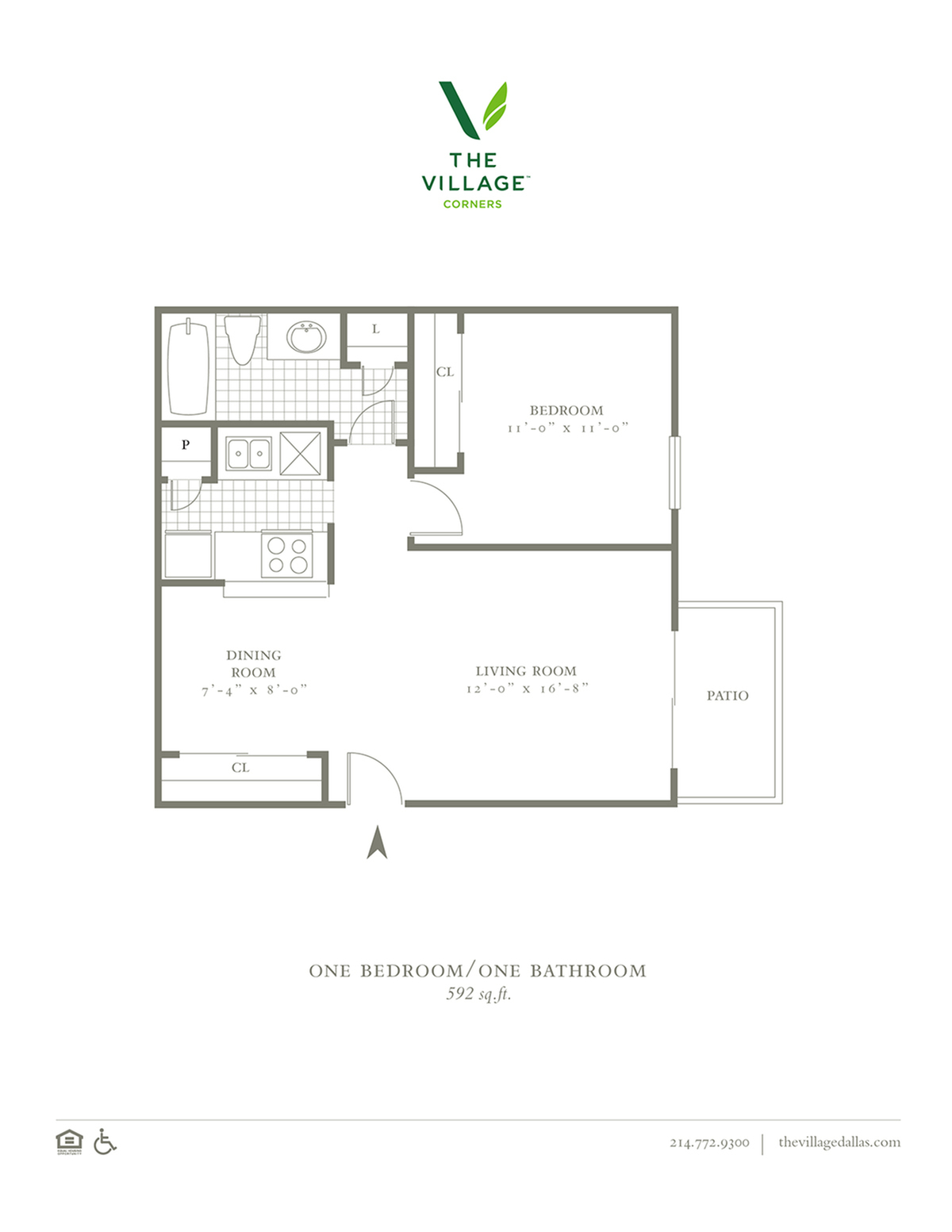 One Bed, One Bath. 592 Sqft.
