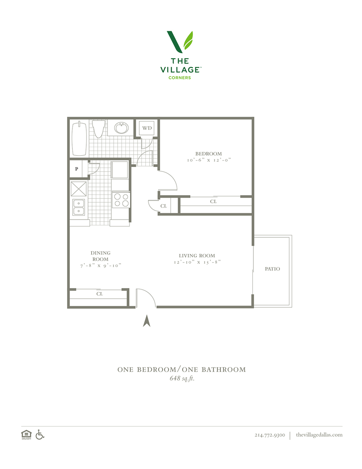 One Bed, One Bath. 648 Sqft.