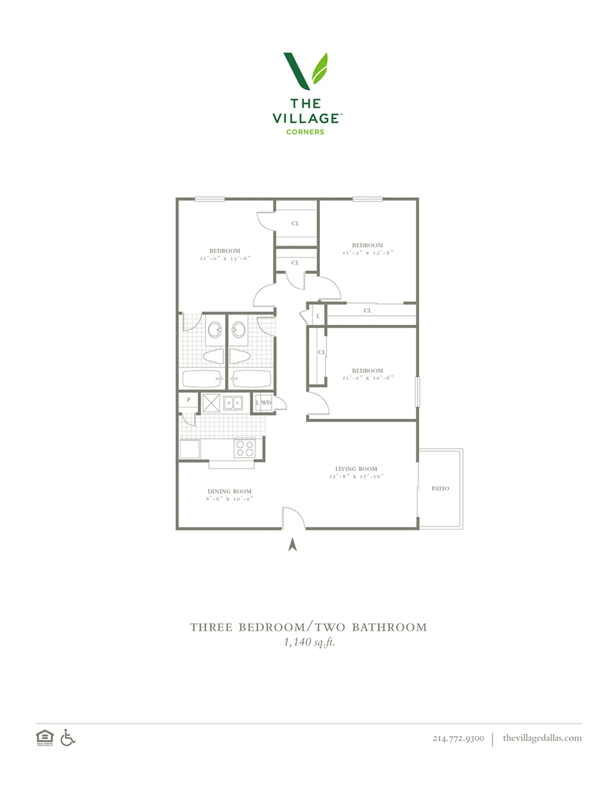 3 Bed-1140 Sqft.