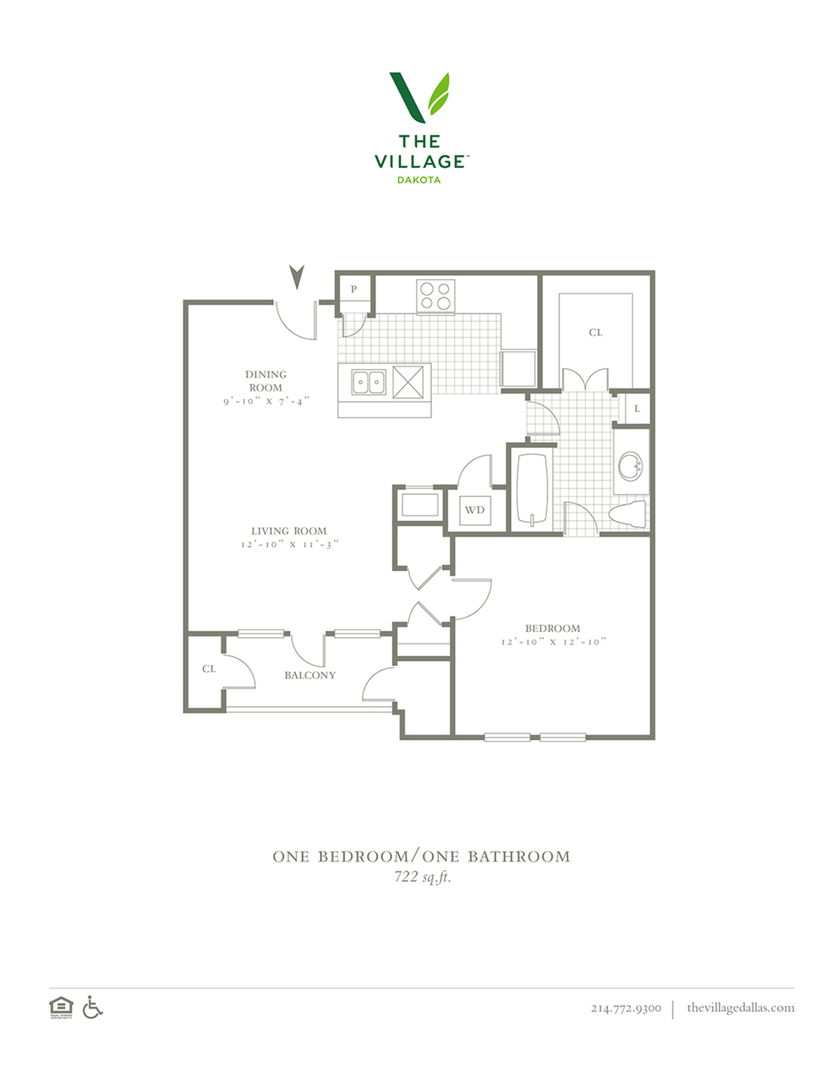 One Bedroom/One Bath - 722/732sf