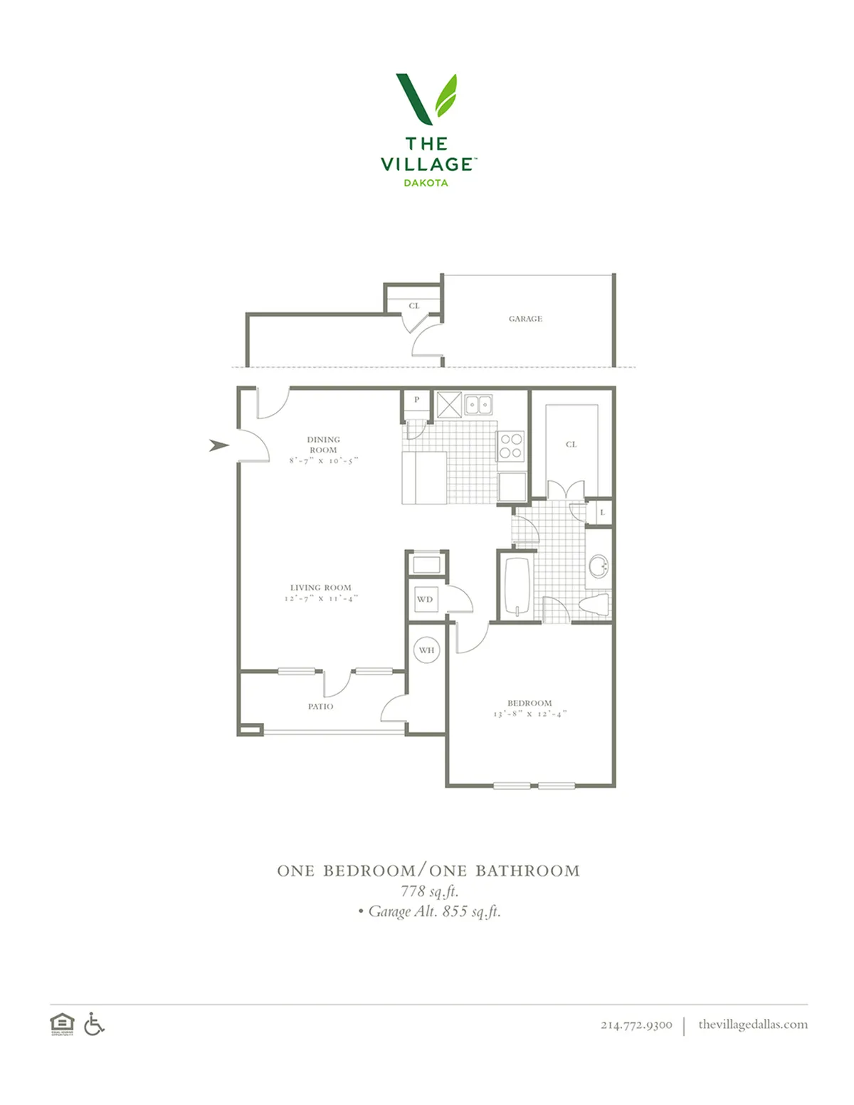 One Bedroom/One Bath - 778/855sf