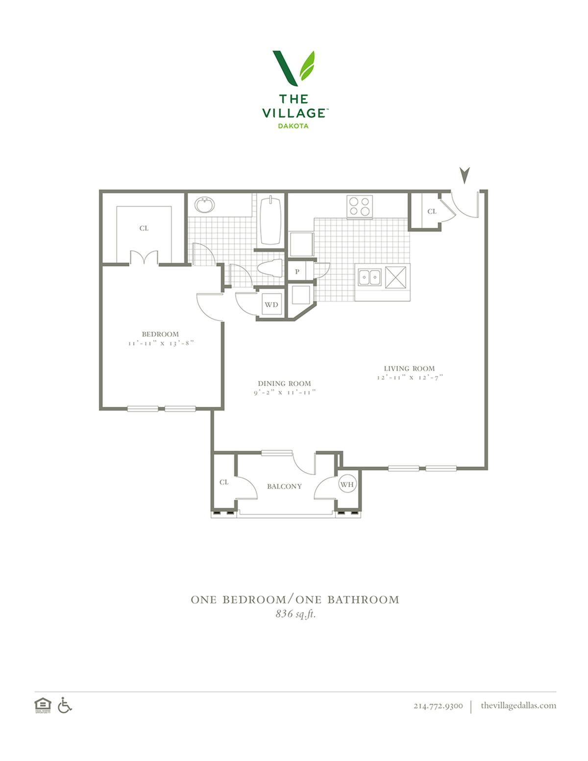 One Bedroom/One Bath - 836sf