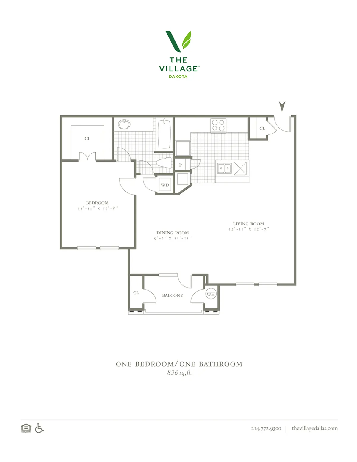 One Bedroom/One Bath - 836sf