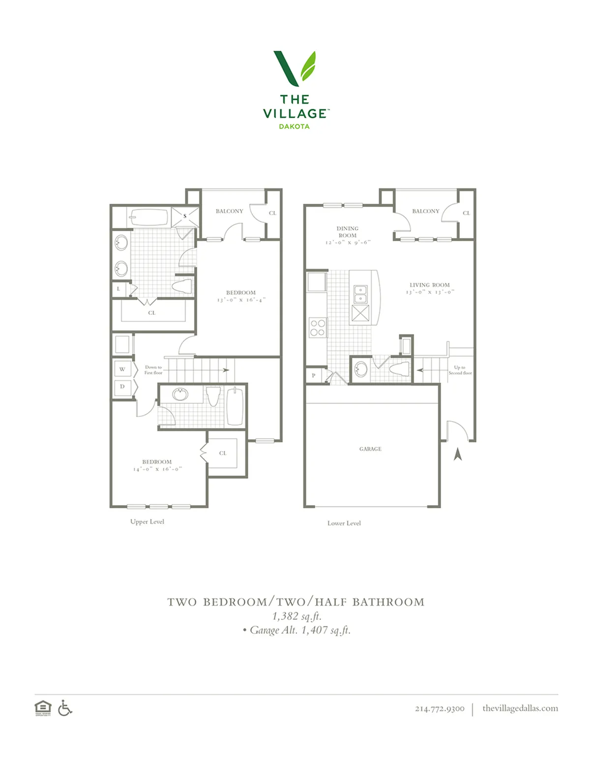 Two Bedroom/Two Bath - 1382/1390/1407sf