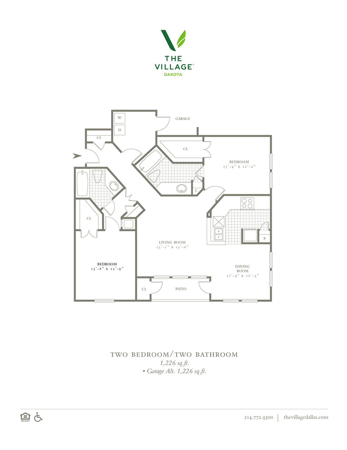Two Bedroom/Two Bath - 1225/1226sf