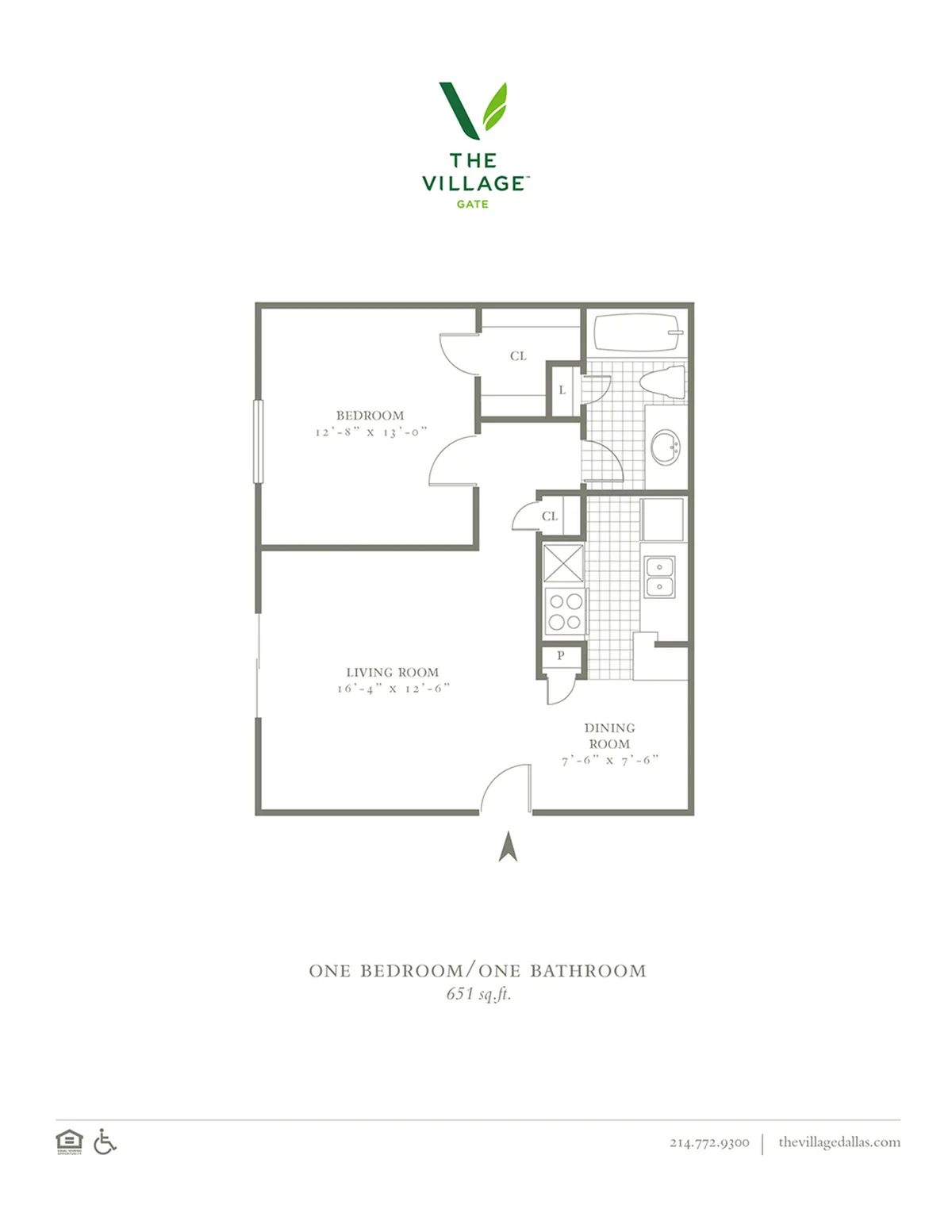 1 Bed, 1 Bath. 651 Sqft.