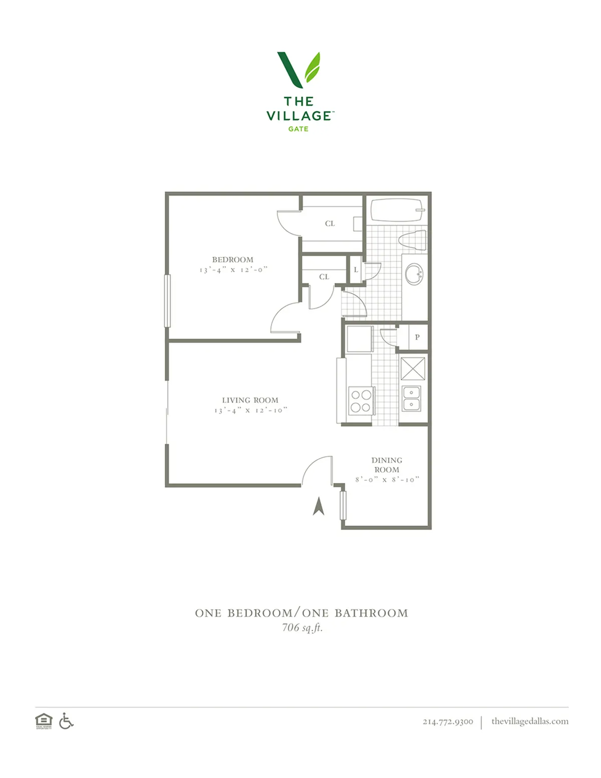 1 Bed, 1 Bath. 706 Sqft.