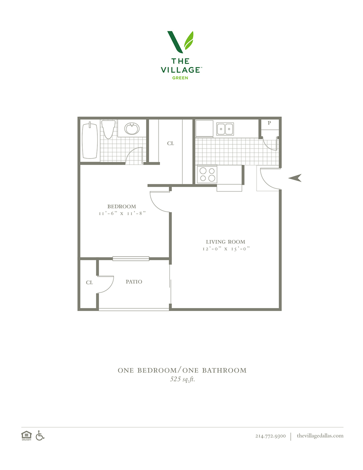 One Bedroom/One Bath - 525sf