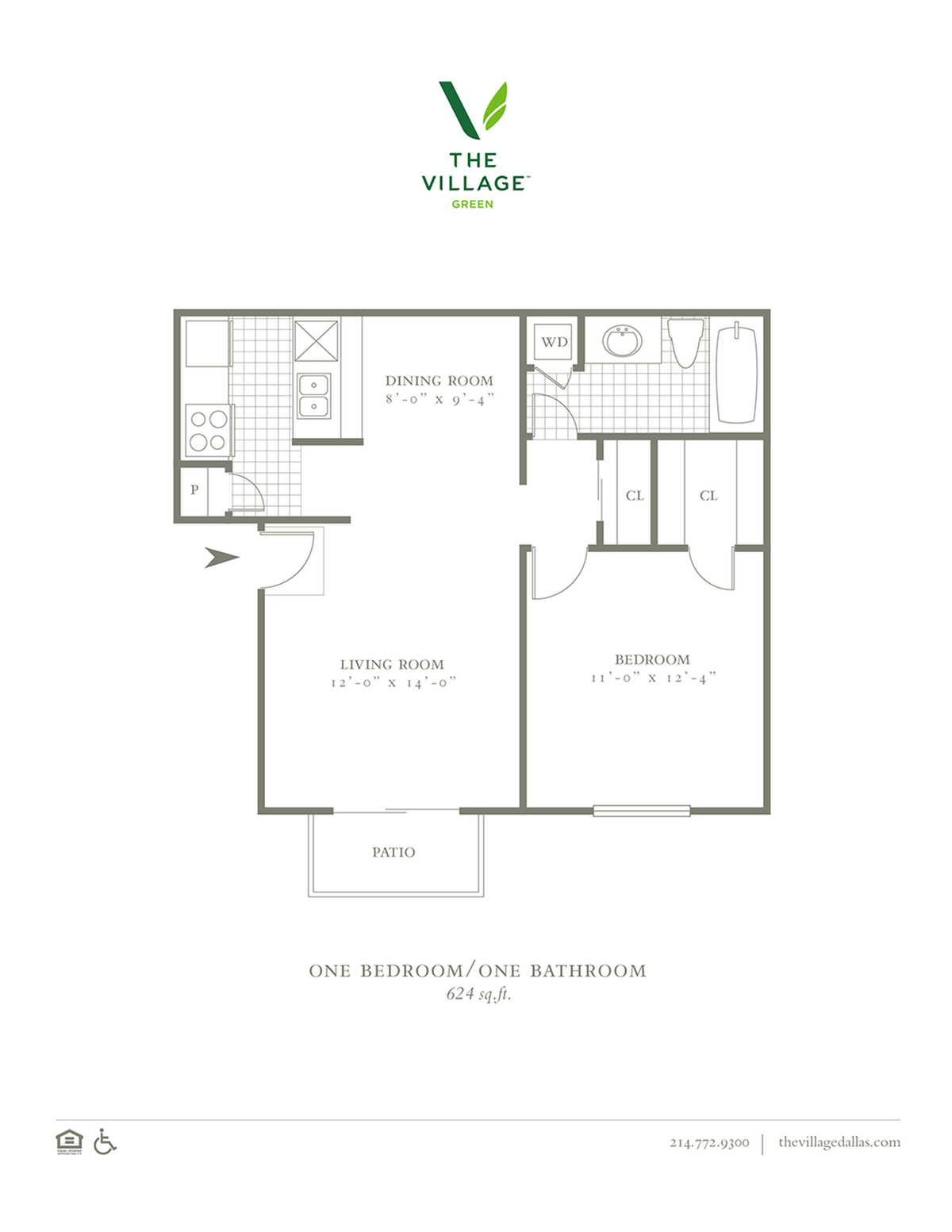 One Bedroom/One Bath - 624sf