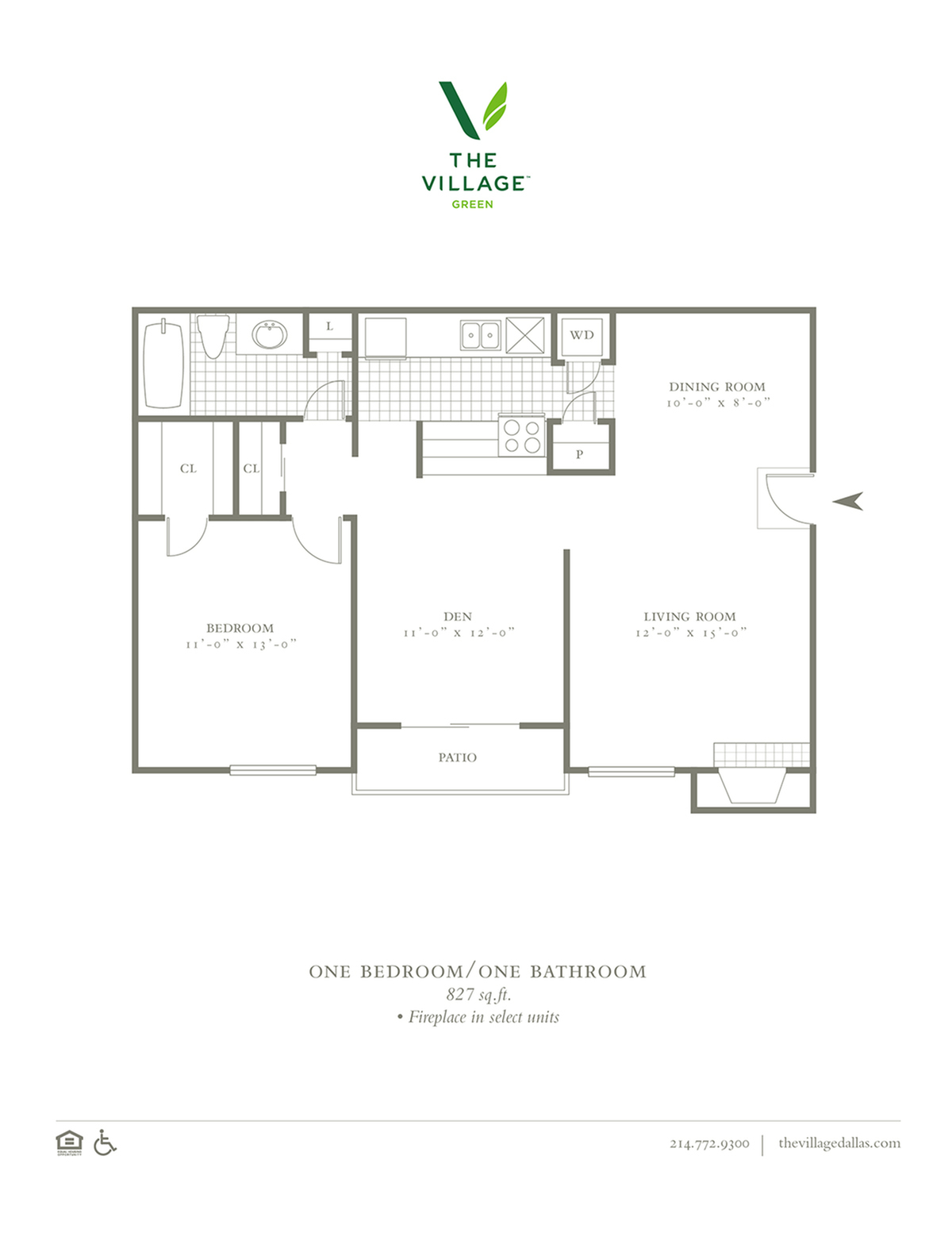 One Bedroom/One Bath - 827sf