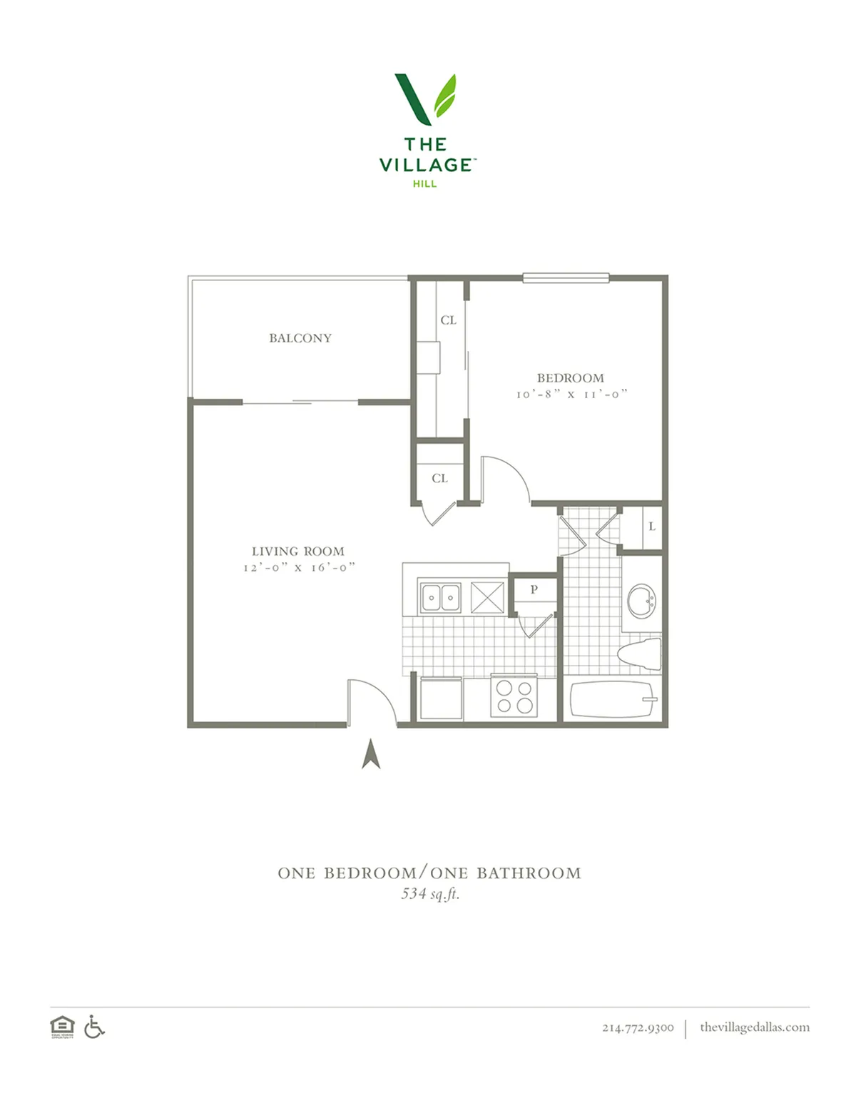 One Bedroom/One Bath - 534sf