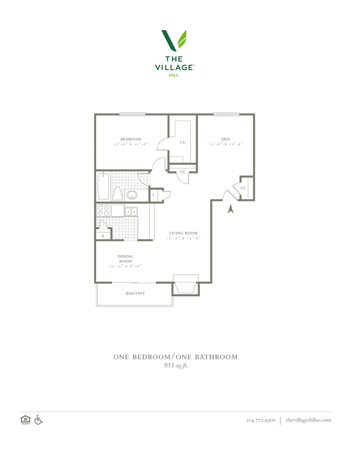 One Bedroom/One Bath - 951sf