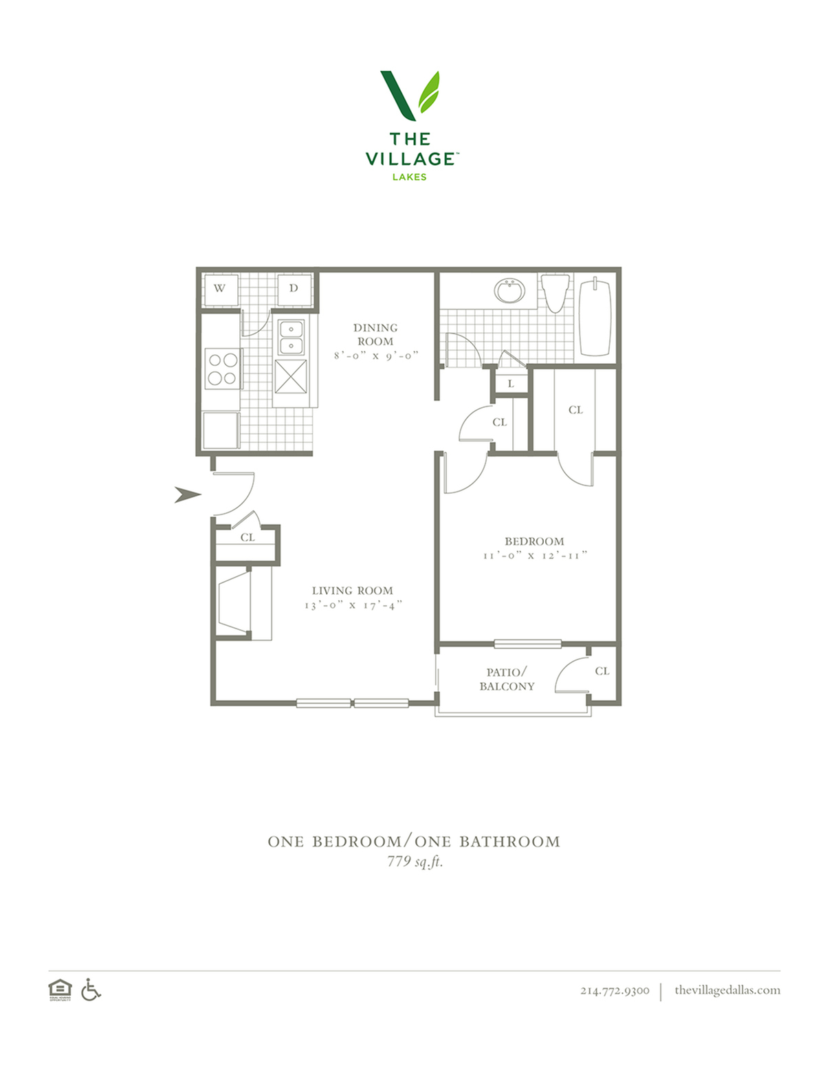 One Bedroom/ One Bath- 779sf