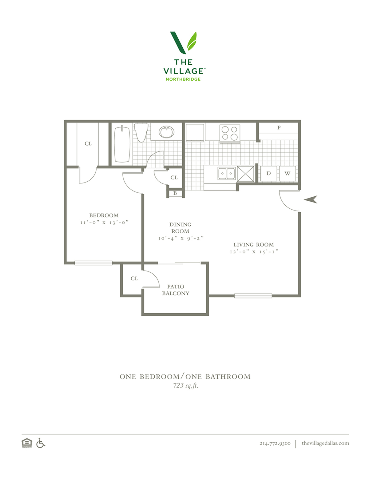 One Bedroom/One Bath - 723sf