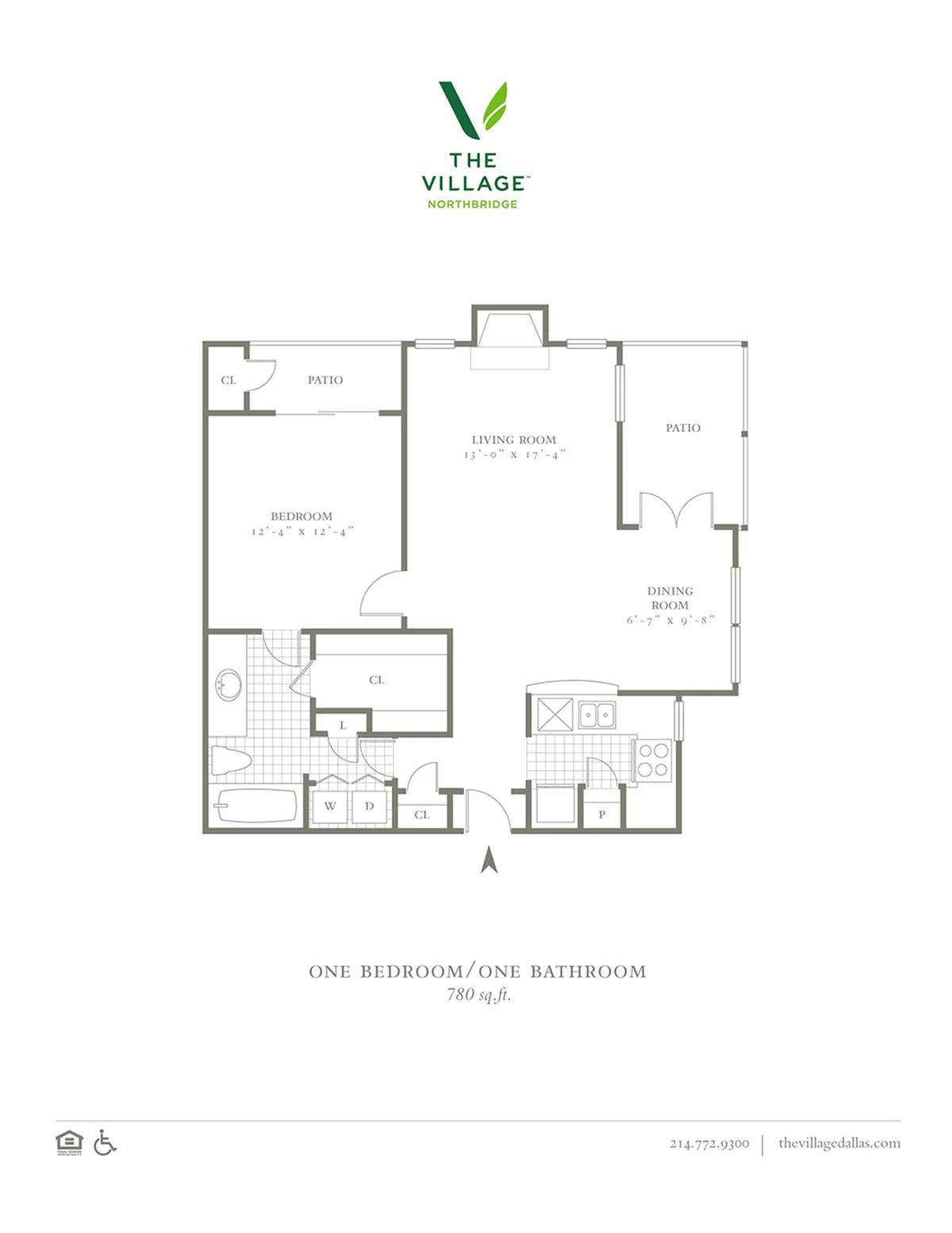 One Bedroom/One Bath 780sqft