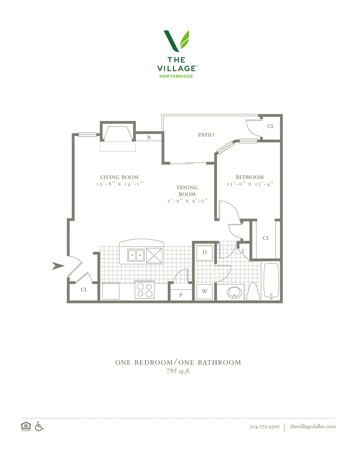 One Bedroom/One Bath 795sqft