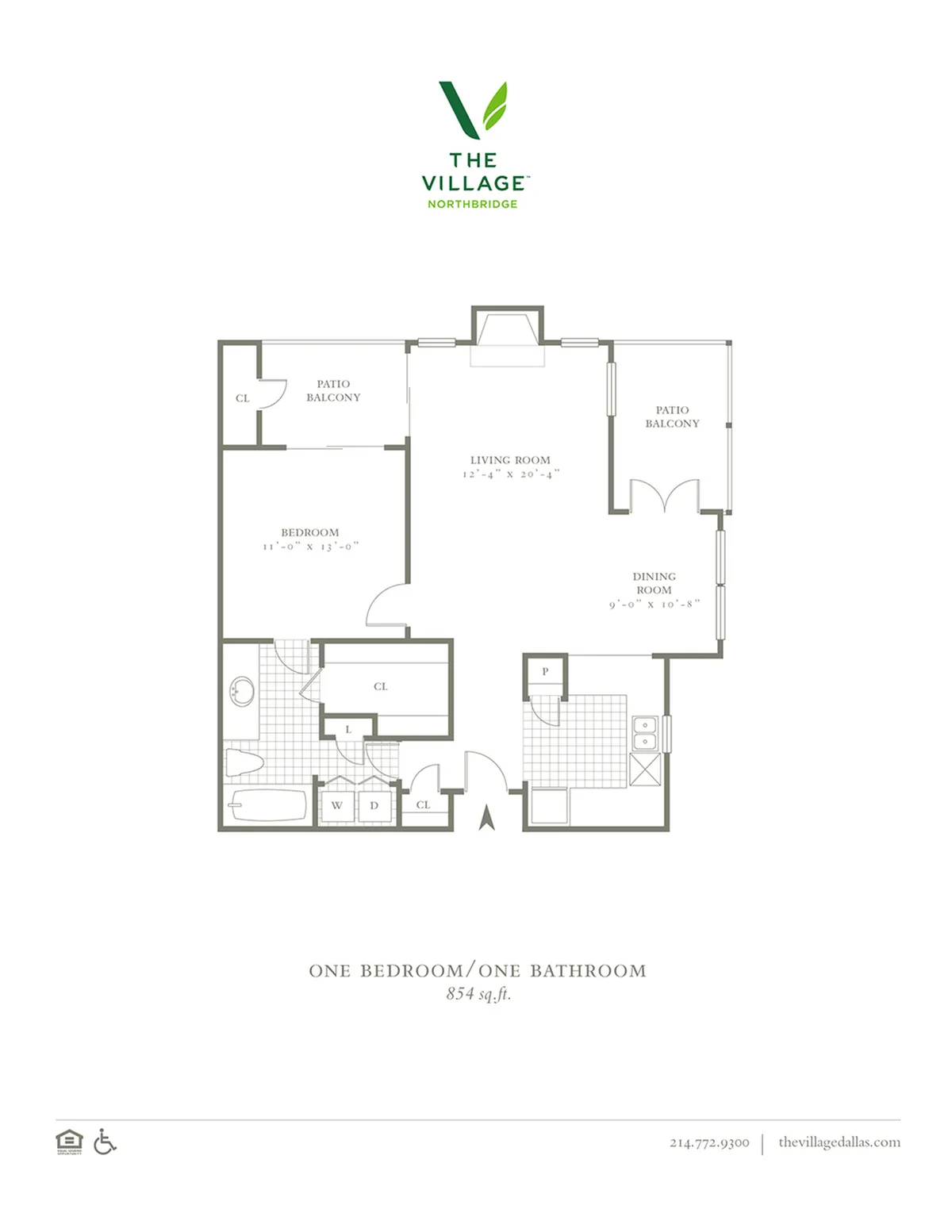 One Bedroom/One Bath - 854sf