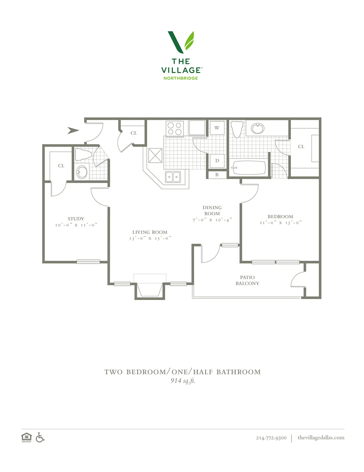 One Bedroom/One Bath - 914sf