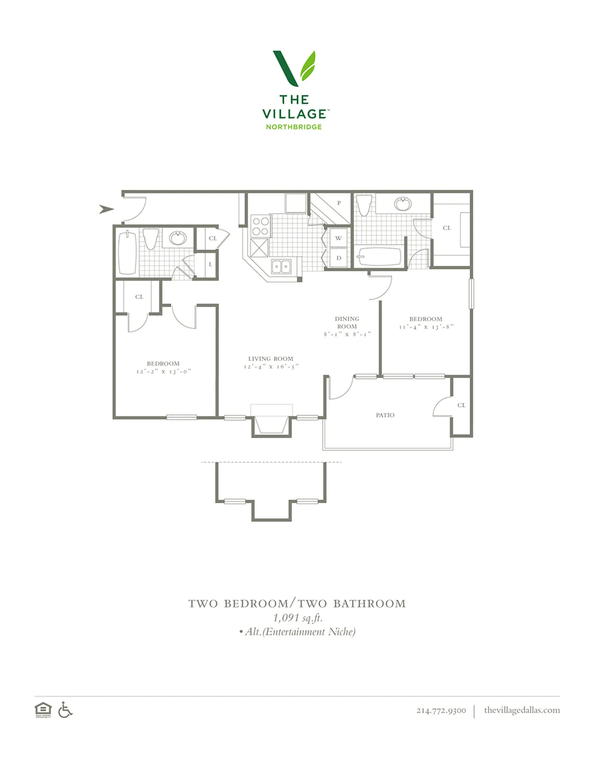 One Bedroom/One Bath - 1091sf