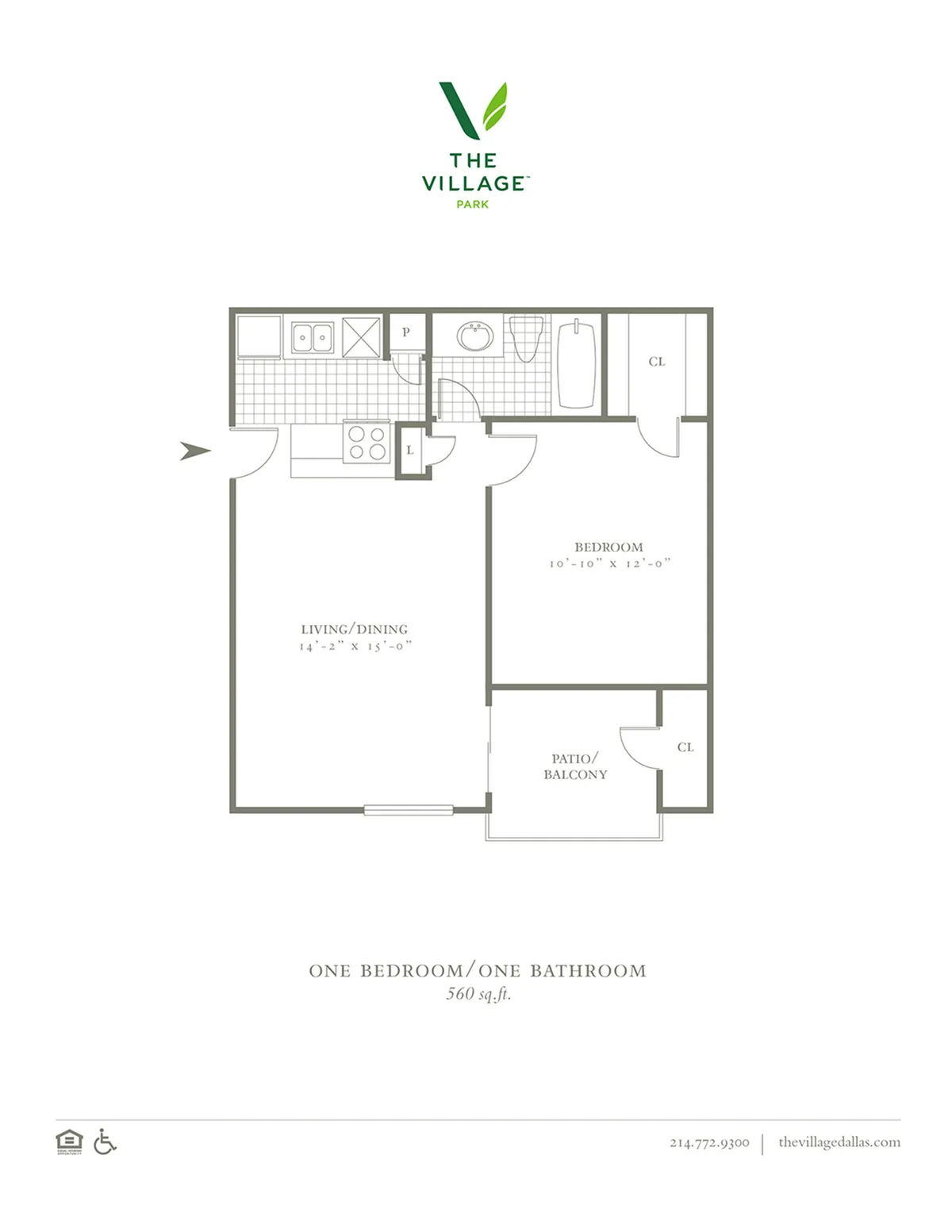 One Bedroom/One Bath - 560sf