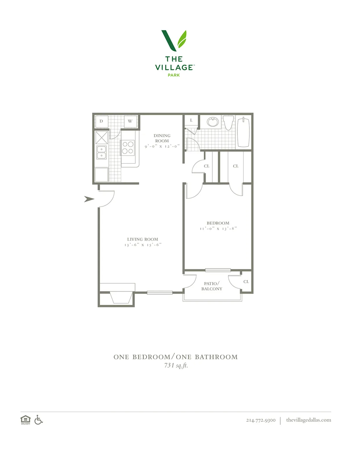 One Bedroom/One Bath - 731sf