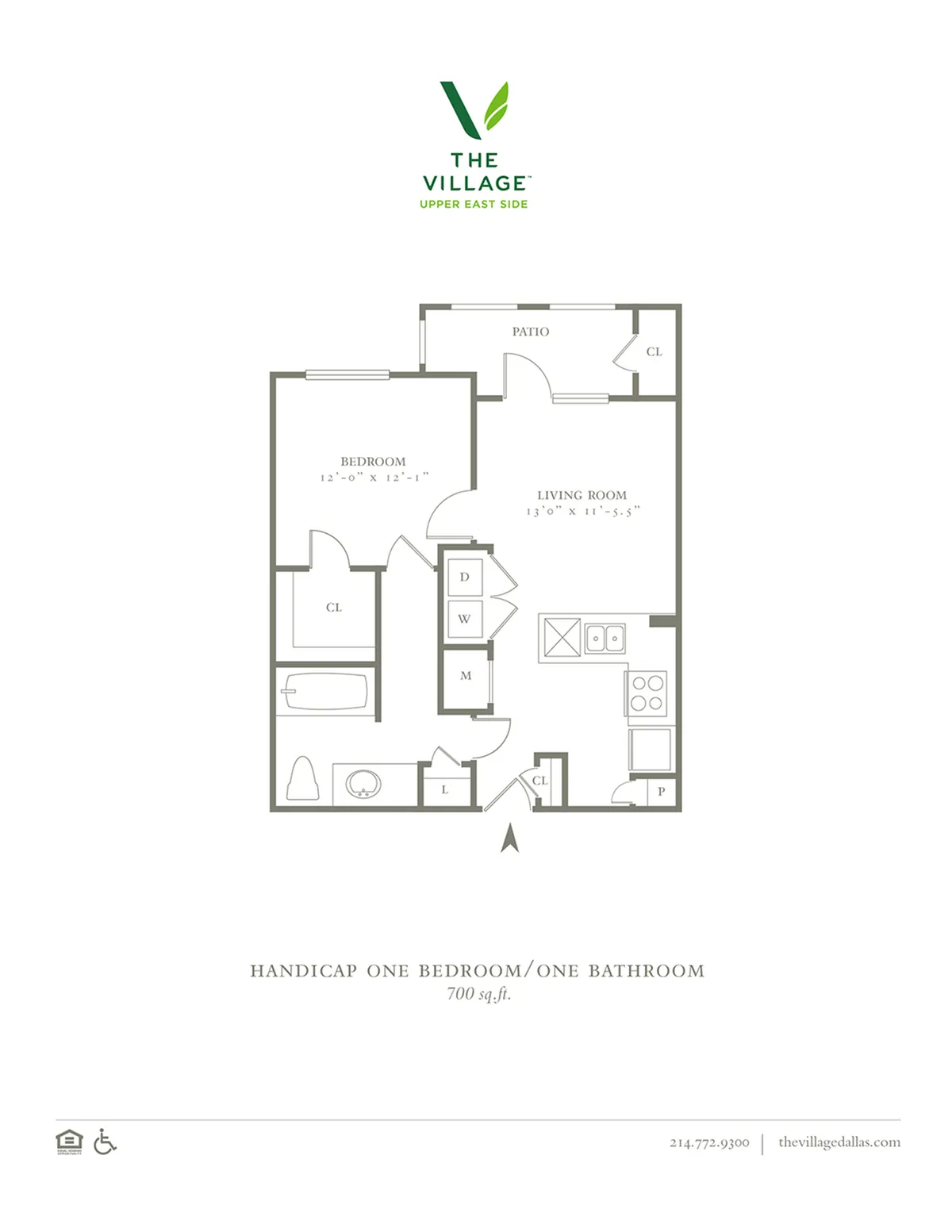 Handicap One Bedroom/One Bath - 700sf
