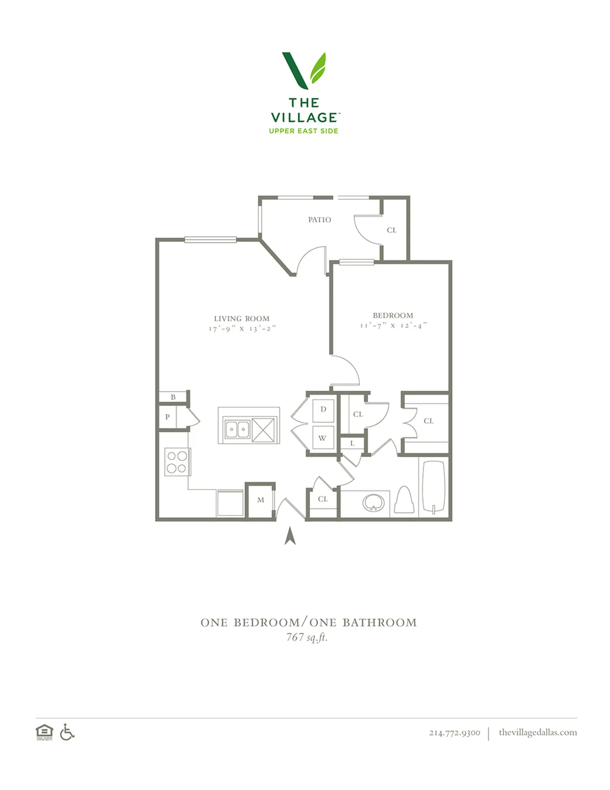 One Bedroom/One Bath - 767sf