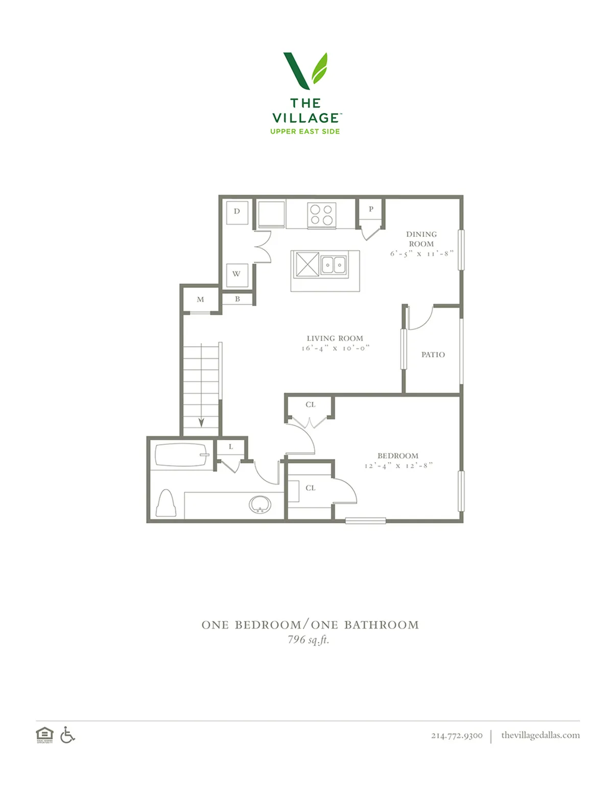 One Bedroom/One Bath - 796sf