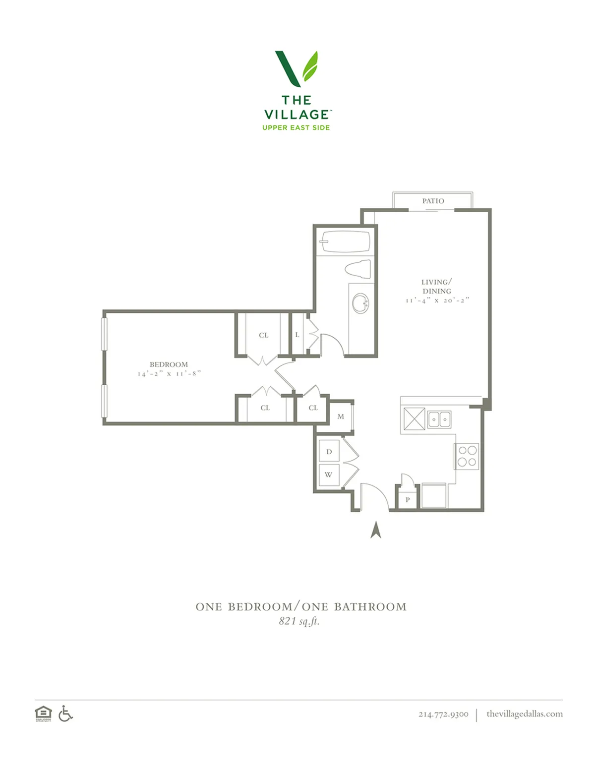 One Bedroom/One Bath - 821sf