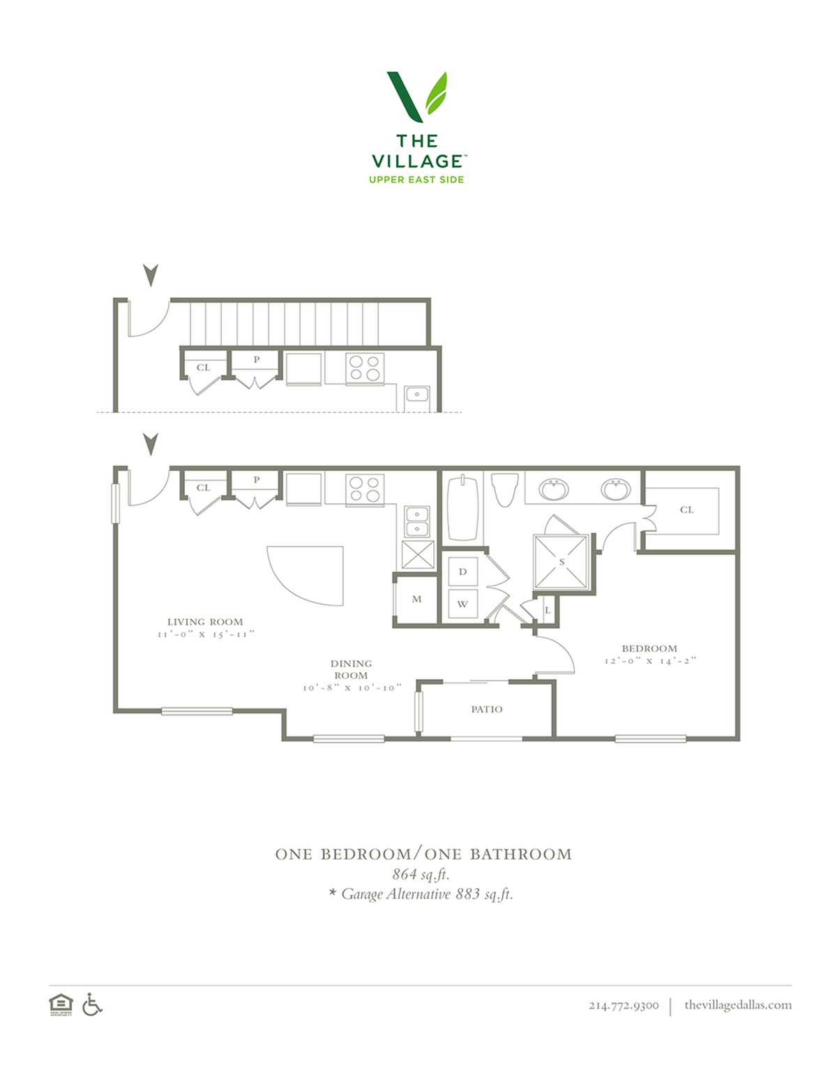 One Bedroom/One Bath - 864sf