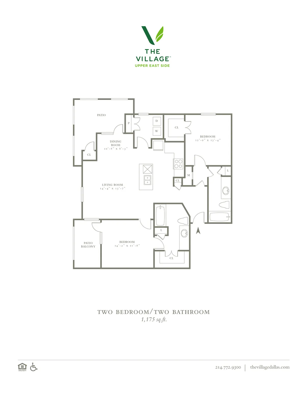 Two Bedroom/Two Bath - 1175sf
