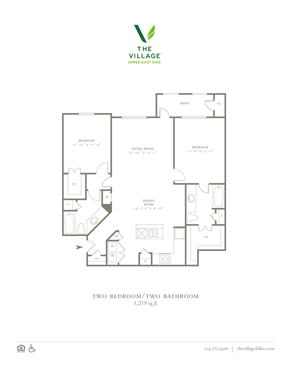 Two Bedroom/Two Bath - 1219sf