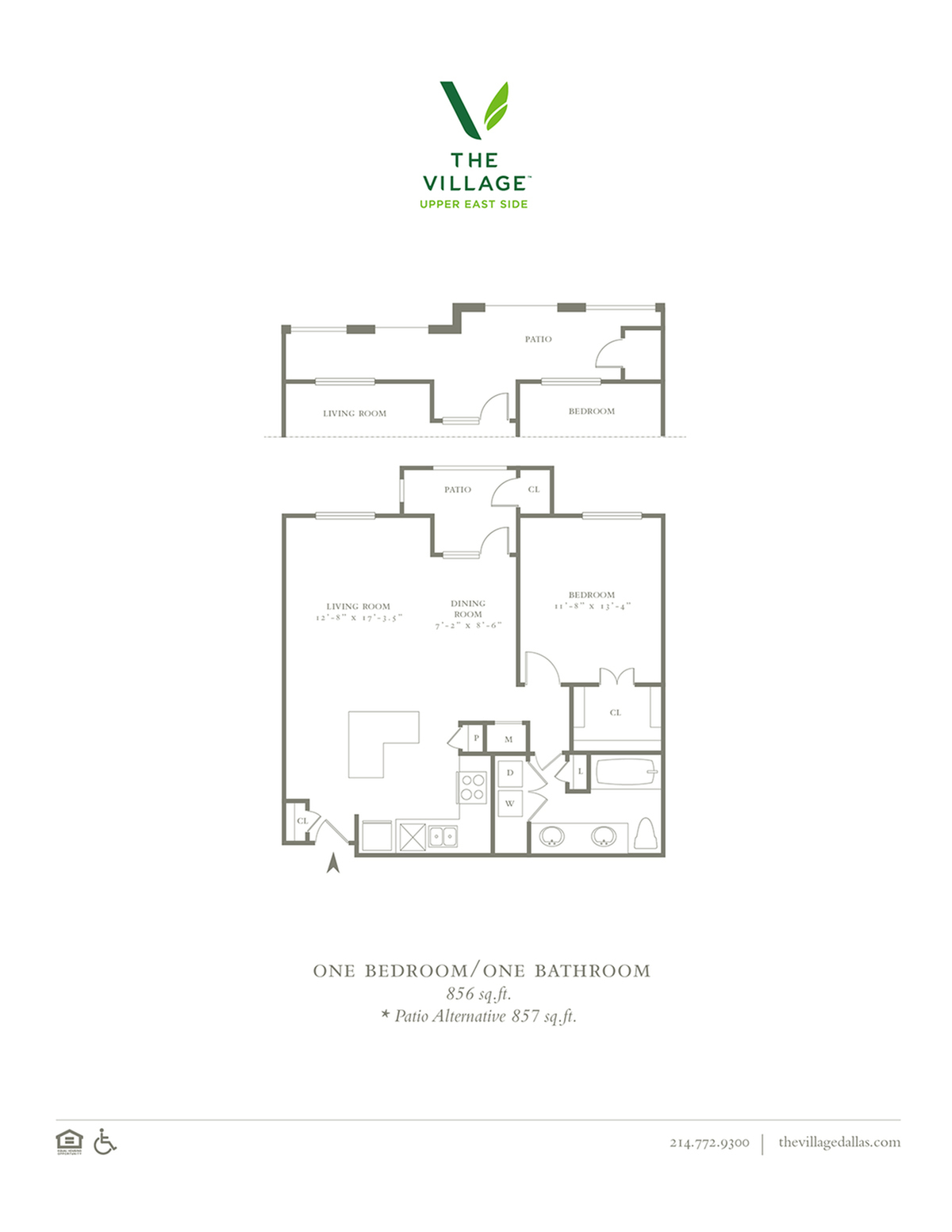 One Bedroom/One Bath - 856sf