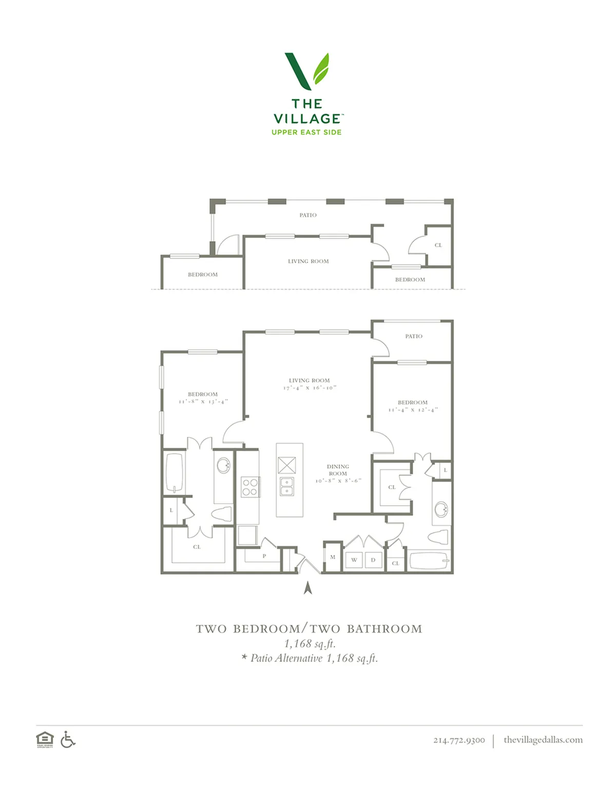 Two Bedroom/Two Bath - 1168sf
