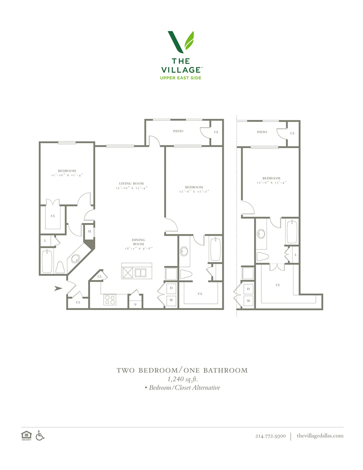 One Bedroom/One Bath - 1240sf