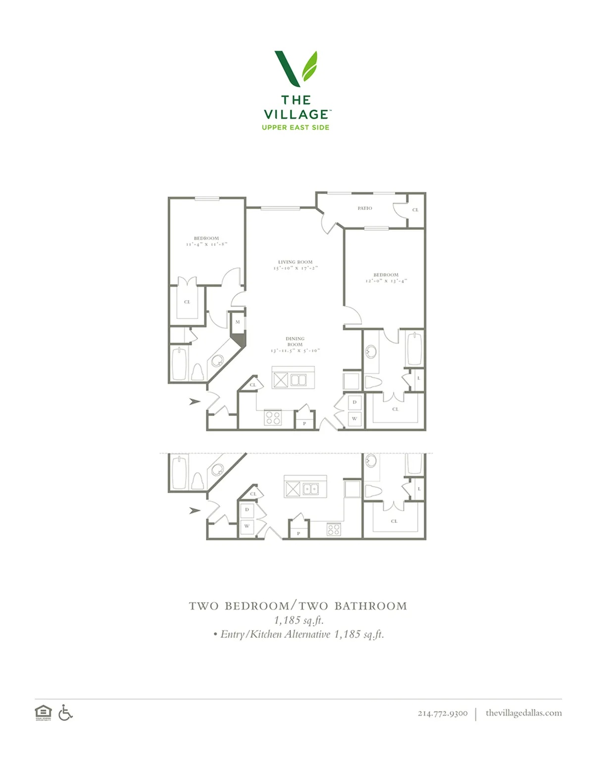 Two Bedroom/Two Bath - 1185sf