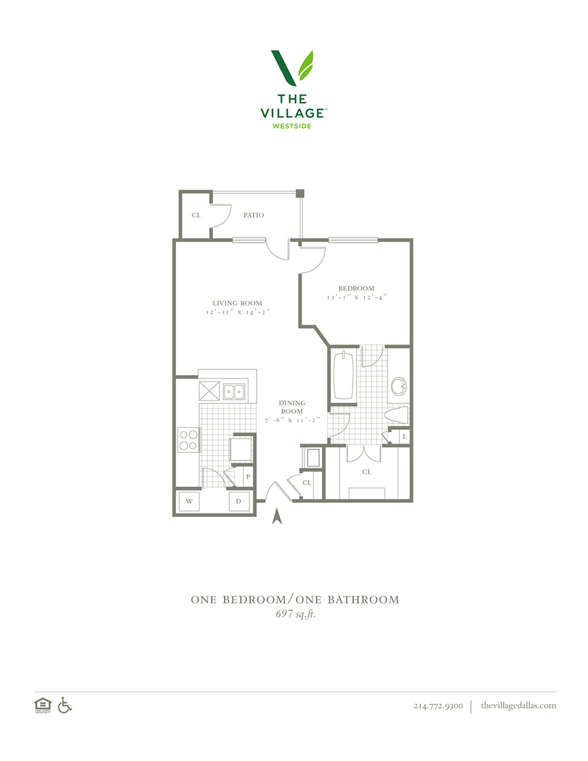 One Bedroom/One Bath - 697sf