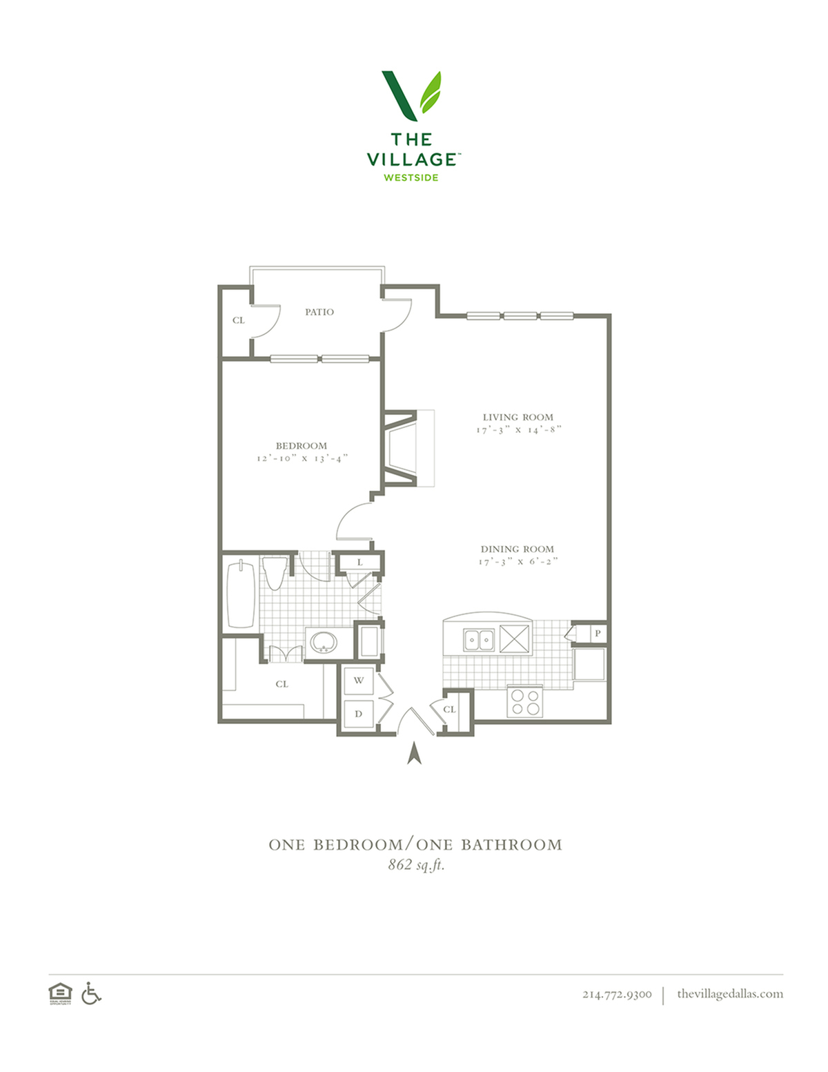 One Bedroom/One Bath - 844/862sf