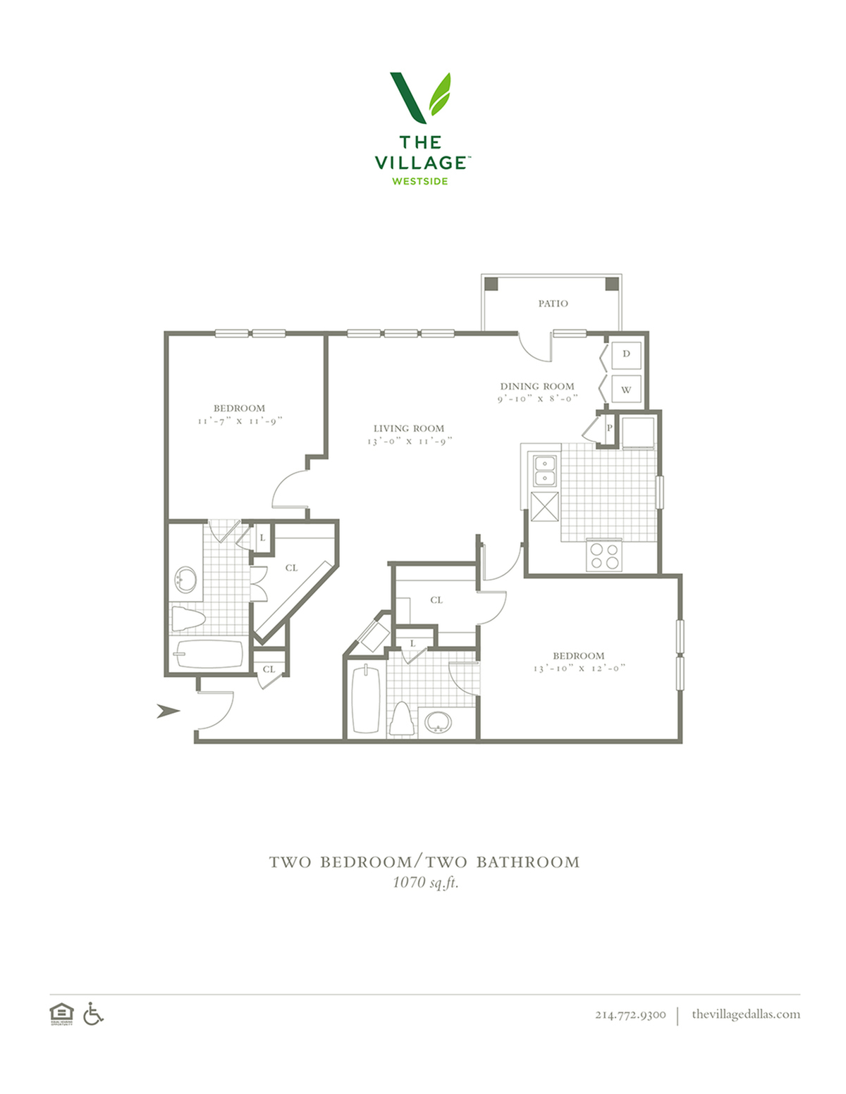 One Bedroom/One Bath - 1070sf