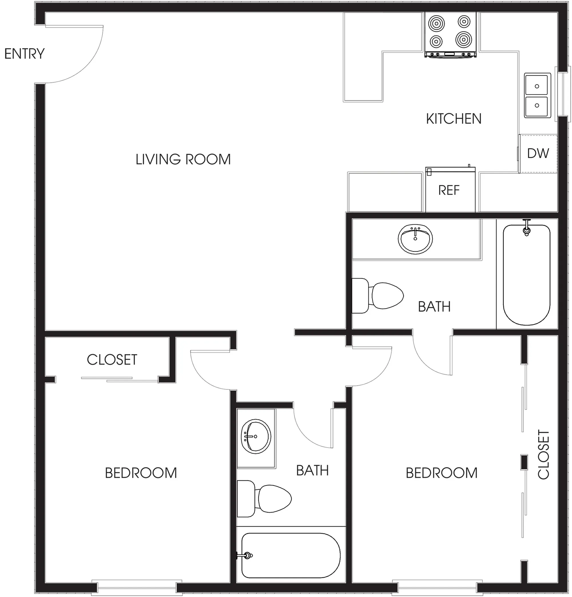LIV @ University - Two Bedroom Floor Plan