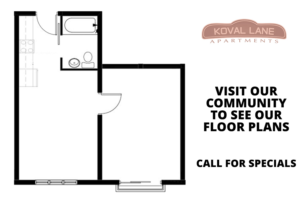 Simple floor plan featuring a single bedroom, bathroom, and living area layout.